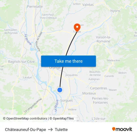 Châteauneuf-Du-Pape to Tulette map