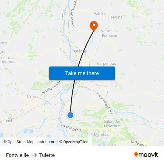 Fontvieille to Tulette map