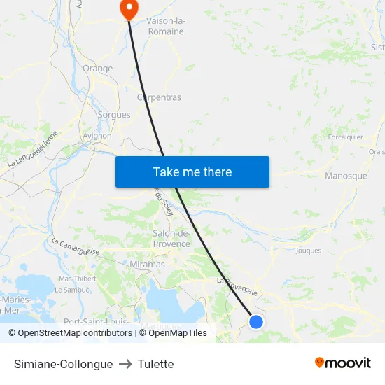 Simiane-Collongue to Tulette map