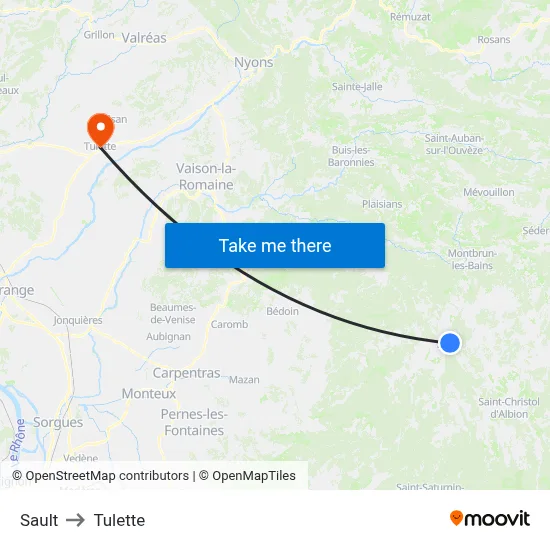 Sault to Tulette map