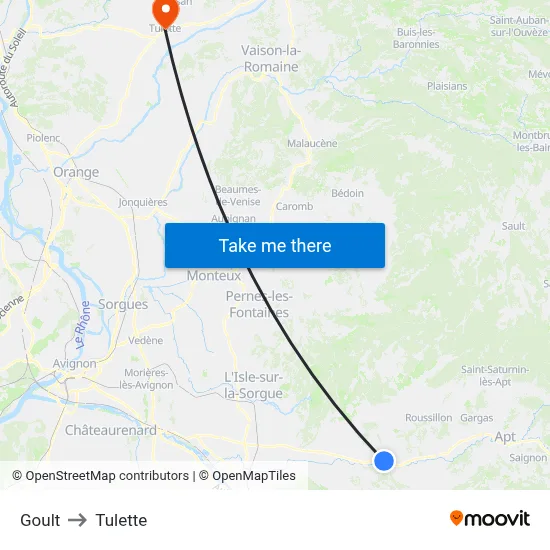 Goult to Tulette map