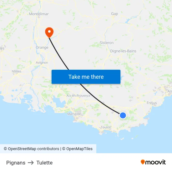 Pignans to Tulette map