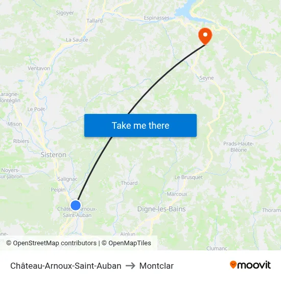 Château-Arnoux-Saint-Auban to Montclar map