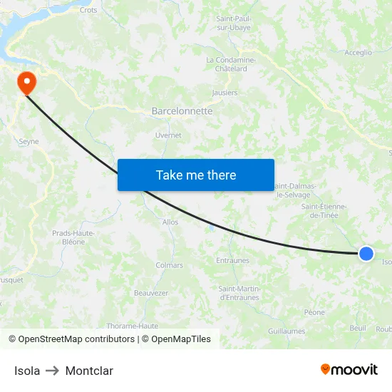 Isola to Montclar map