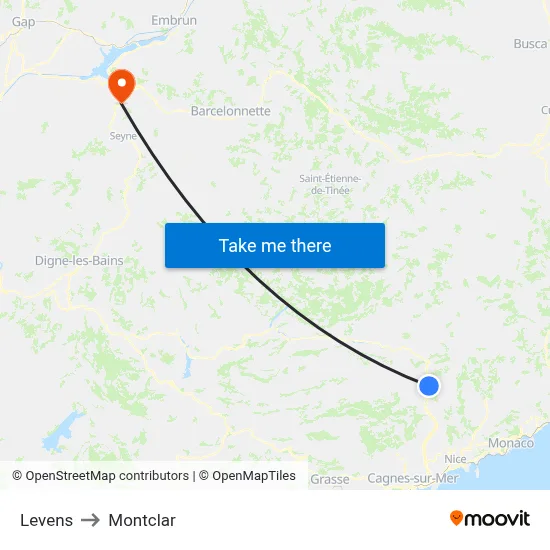 Levens to Montclar map