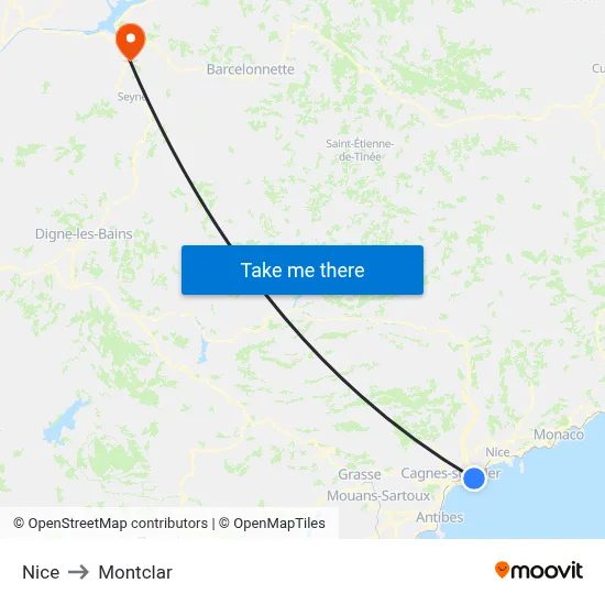 Nice to Montclar map