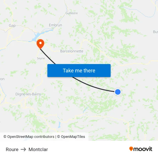 Roure to Montclar map
