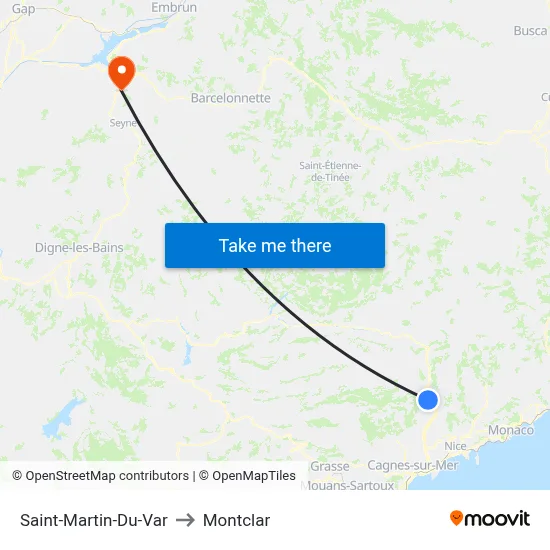 Saint-Martin-Du-Var to Montclar map