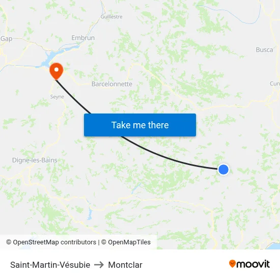 Saint-Martin-Vésubie to Montclar map