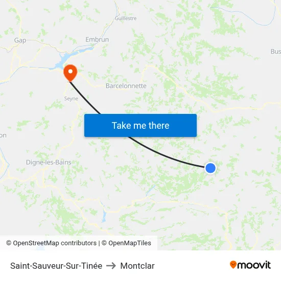 Saint-Sauveur-Sur-Tinée to Montclar map