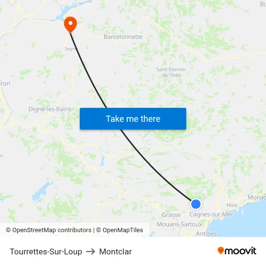 Tourrettes-Sur-Loup to Montclar map