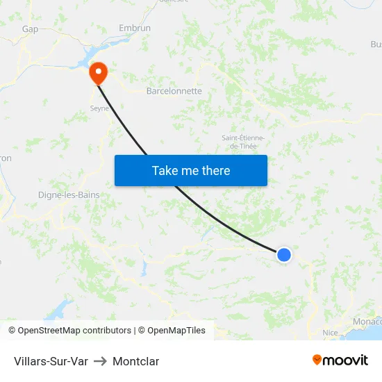 Villars-Sur-Var to Montclar map