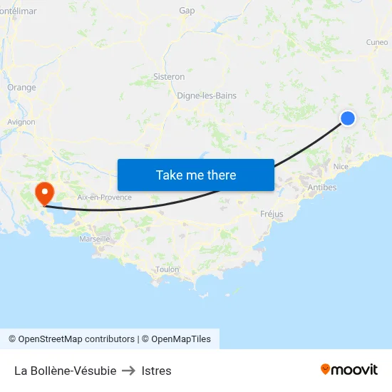 La Bollène-Vésubie to Istres map