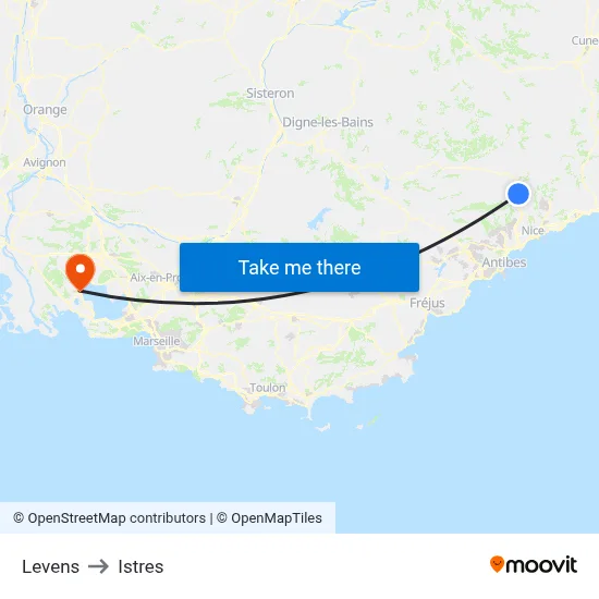 Levens to Istres map