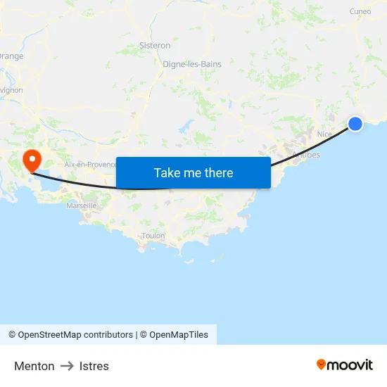 Menton to Istres map
