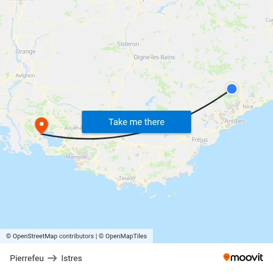 Pierrefeu to Istres map