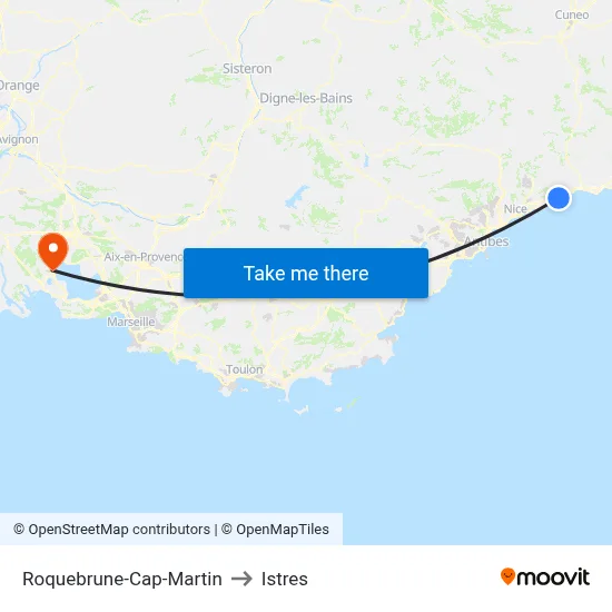 Roquebrune-Cap-Martin to Istres map