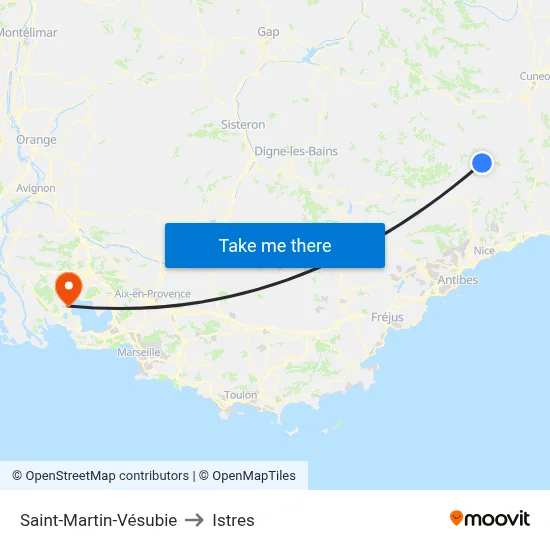 Saint-Martin-Vésubie to Istres map