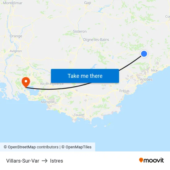 Villars-Sur-Var to Istres map