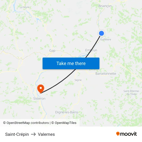 Saint-Crépin to Valernes map