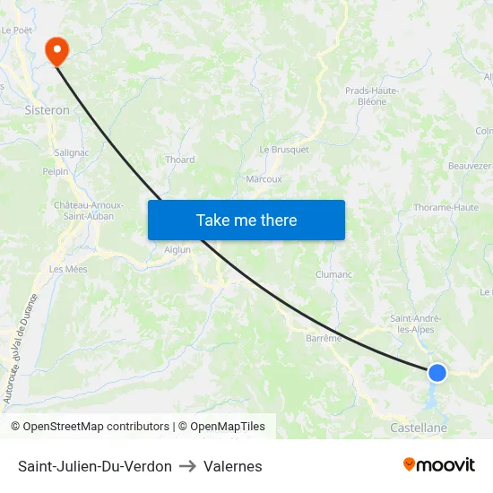 Saint-Julien-Du-Verdon to Valernes map