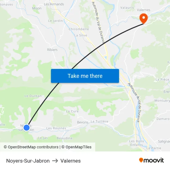 Noyers-Sur-Jabron to Valernes map