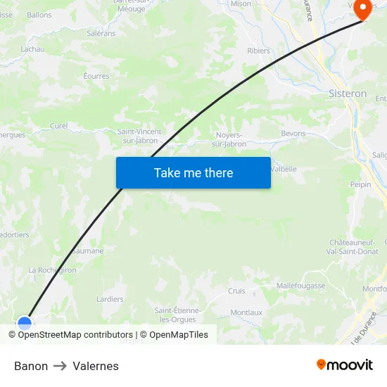 Banon to Valernes map