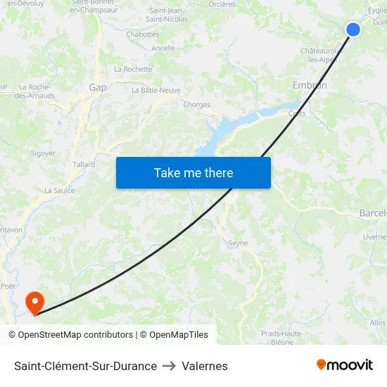 Saint-Clément-Sur-Durance to Valernes map