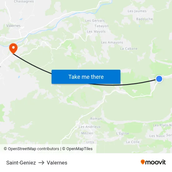 Saint-Geniez to Valernes map