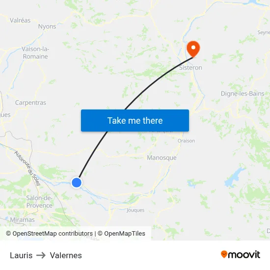 Lauris to Valernes map