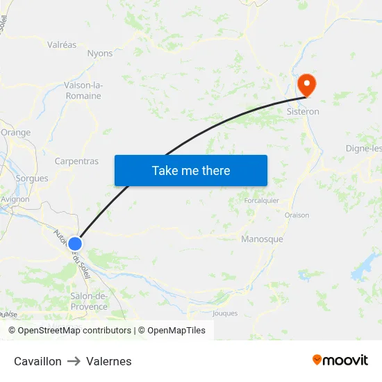 Cavaillon to Valernes map