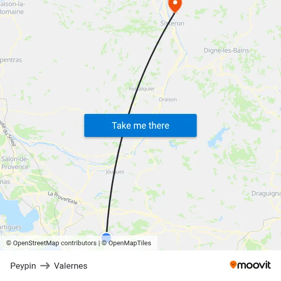 Peypin to Valernes map