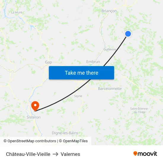Château-Ville-Vieille to Valernes map
