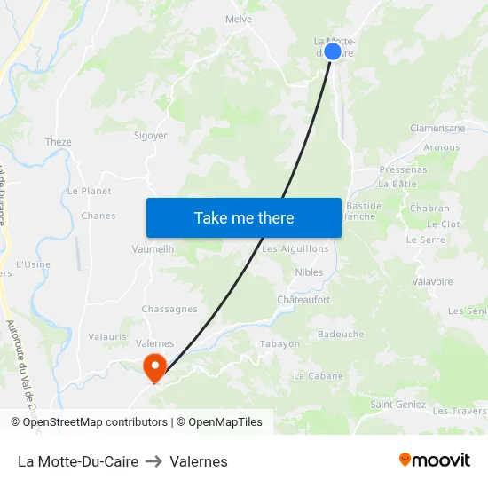 La Motte-Du-Caire to Valernes map