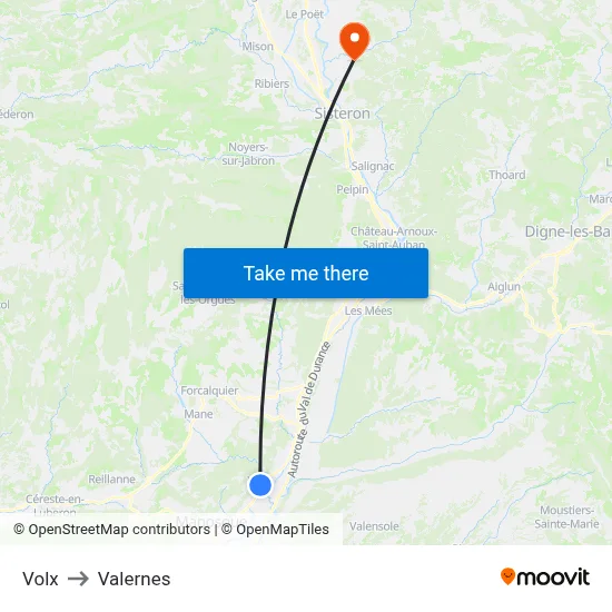 Volx to Valernes map