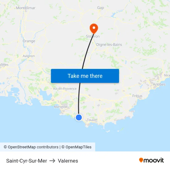 Saint-Cyr-Sur-Mer to Valernes map