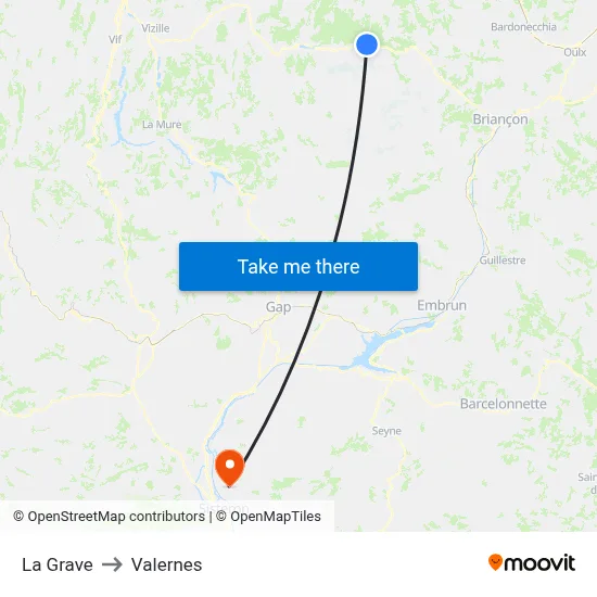 La Grave to Valernes map