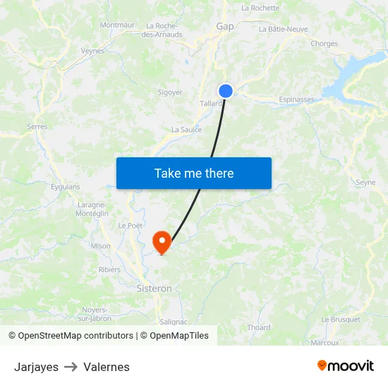 Jarjayes to Valernes map