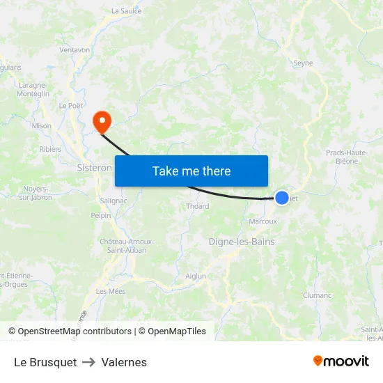 Le Brusquet to Valernes map