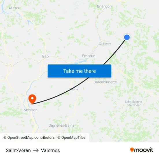Saint-Véran to Valernes map