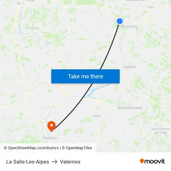 La Salle-Les-Alpes to Valernes map