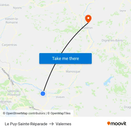 Le Puy-Sainte-Réparade to Valernes map