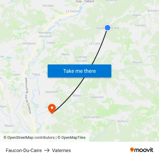 Faucon-Du-Caire to Valernes map