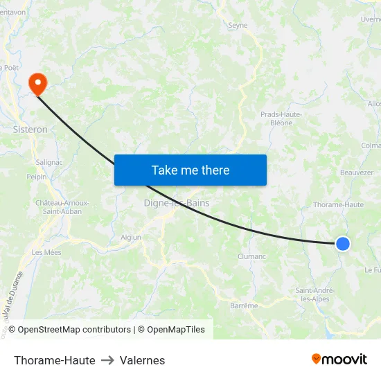 Thorame-Haute to Valernes map