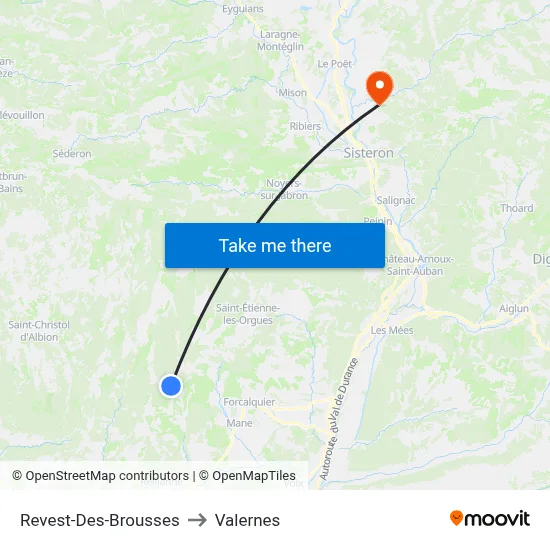Revest-Des-Brousses to Valernes map