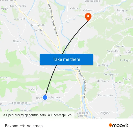 Bevons to Valernes map