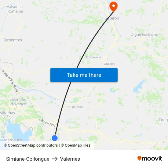 Simiane-Collongue to Valernes map
