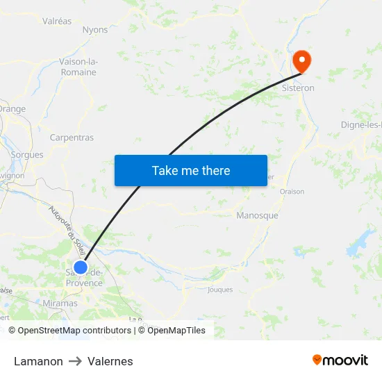 Lamanon to Valernes map
