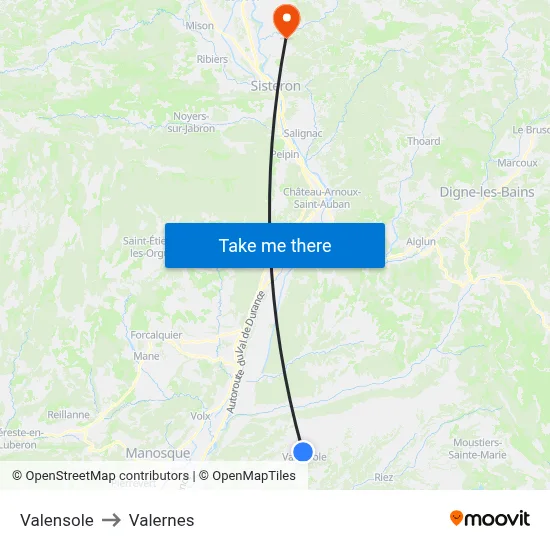 Valensole to Valernes map