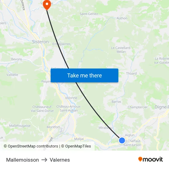 Mallemoisson to Valernes map
